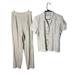 Vintage Bice By Sag Harbor‎ Linen Blend Pant Suit 2pc Size 10/12